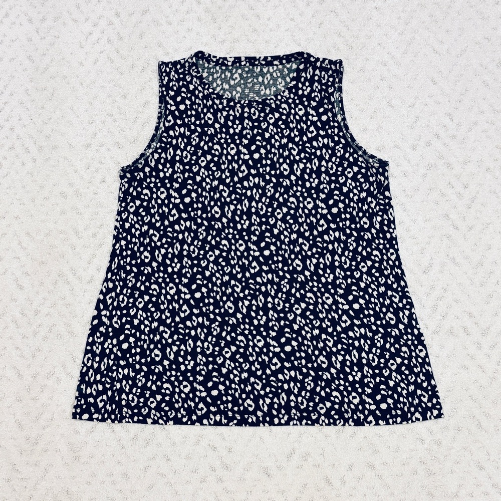 Nine West Soft Spun Travelers Knit Tank Top Size Medium Black White Sleeveless